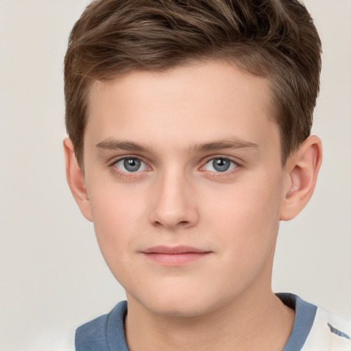 Neutral white child male with short  brown hair and brown eyes