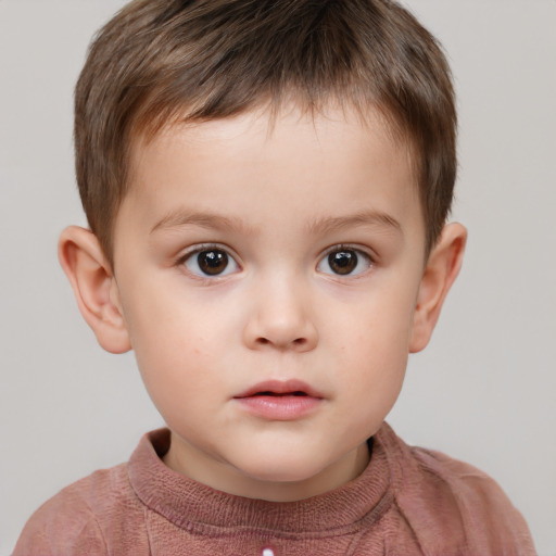 Neutral white child male with short  brown hair and brown eyes