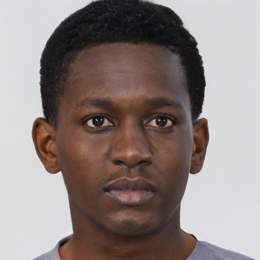 Neutral black young-adult male with short  brown hair and brown eyes