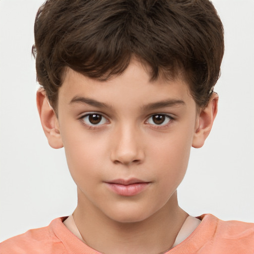 Neutral white child male with short  brown hair and brown eyes