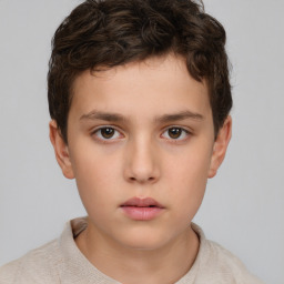 Neutral white child male with short  brown hair and brown eyes