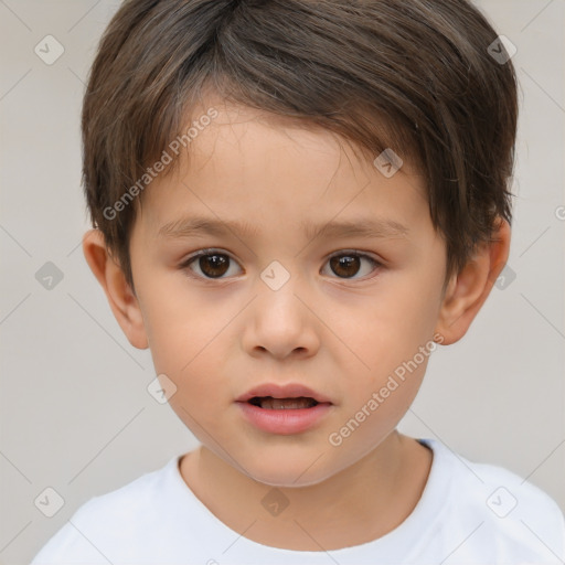 Neutral white child male with short  brown hair and brown eyes