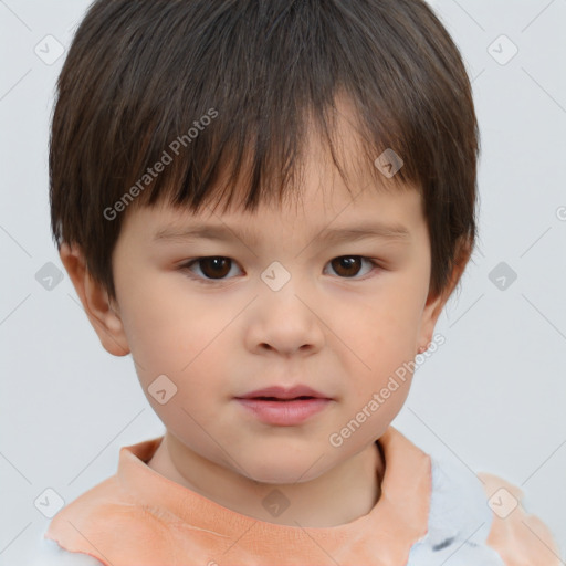 Neutral white child male with short  brown hair and brown eyes