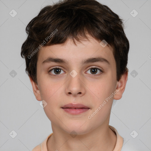 Neutral white child male with short  brown hair and brown eyes