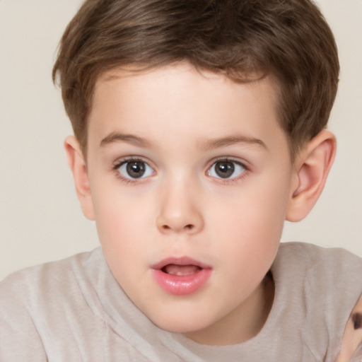 Neutral white child male with short  brown hair and brown eyes