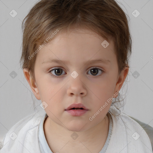 Neutral white child female with medium  brown hair and brown eyes