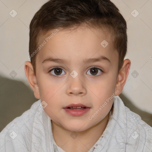 Neutral white child female with short  brown hair and brown eyes