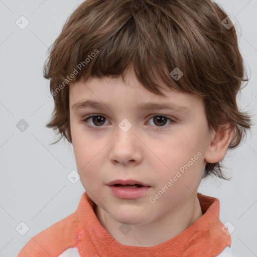 Neutral white child male with short  brown hair and brown eyes