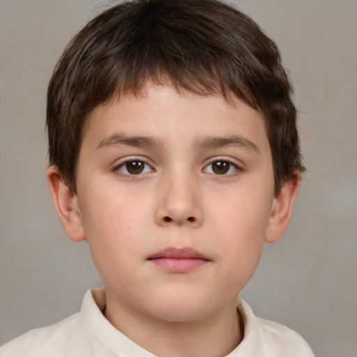 Neutral white child male with short  brown hair and brown eyes