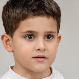 Neutral white child male with short  brown hair and brown eyes