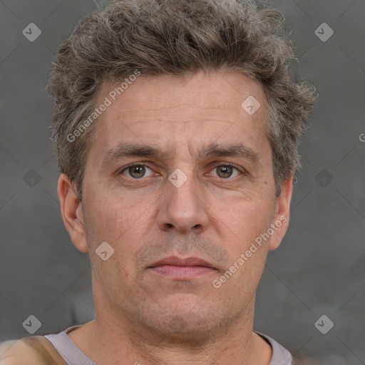 Neutral white adult male with short  brown hair and brown eyes