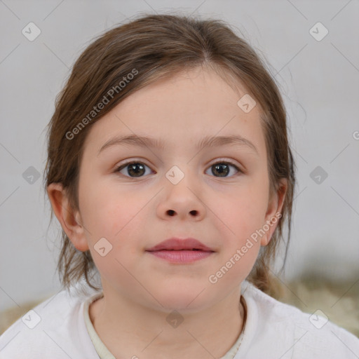 Neutral white child female with medium  brown hair and brown eyes