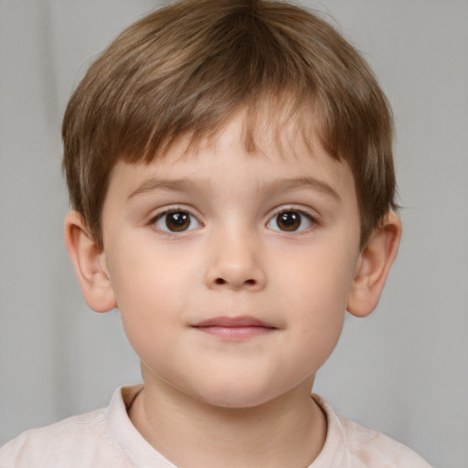 Neutral white child male with short  brown hair and brown eyes