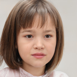 Neutral white child female with medium  brown hair and brown eyes