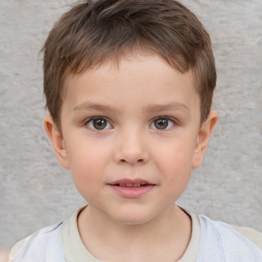 Neutral white child male with short  brown hair and brown eyes