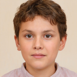 Neutral white child male with short  brown hair and brown eyes