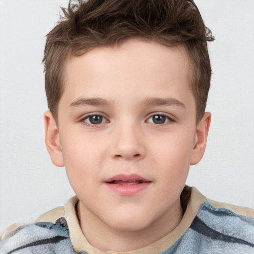 Neutral white child male with short  brown hair and brown eyes