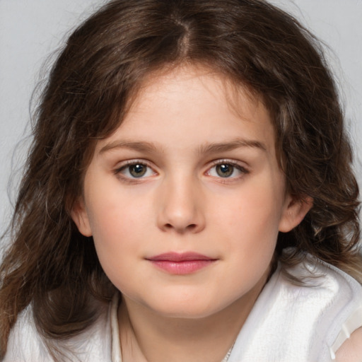 Neutral white child female with medium  brown hair and brown eyes