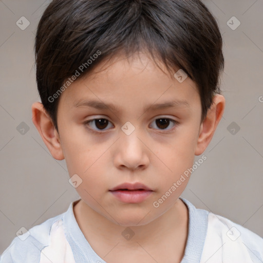 Neutral white child male with short  brown hair and brown eyes