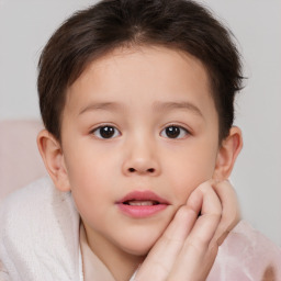 Neutral white child female with short  brown hair and brown eyes