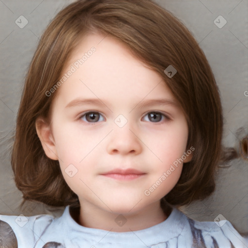 Neutral white child female with medium  brown hair and brown eyes