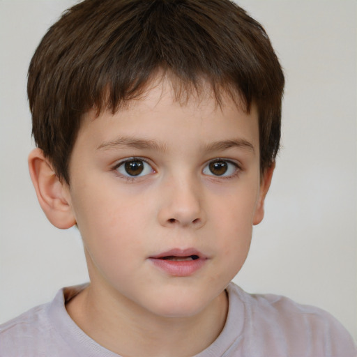 Neutral white child male with short  brown hair and brown eyes