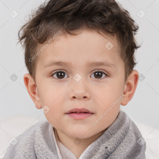 Neutral white child male with short  brown hair and brown eyes