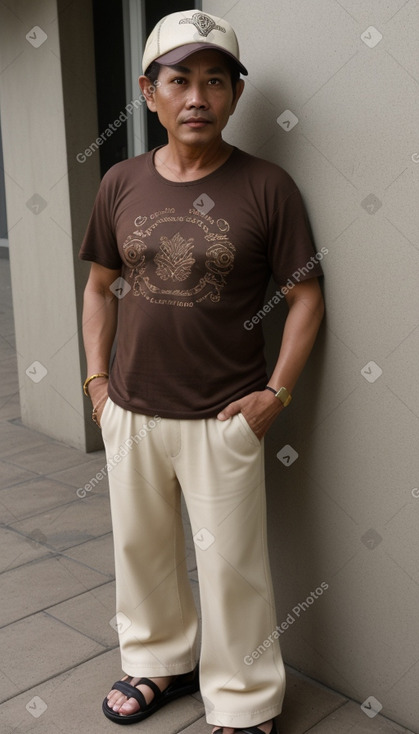 Indonesian middle-aged male with  brown hair