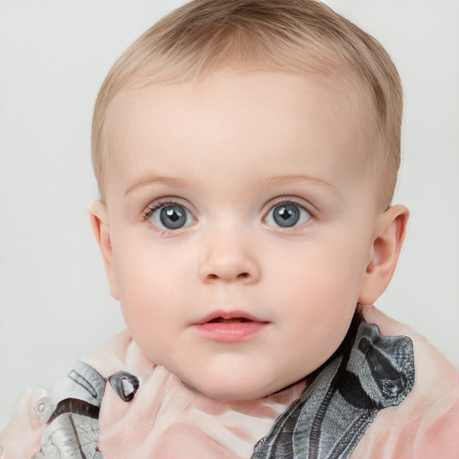 Neutral white child female with short  brown hair and blue eyes