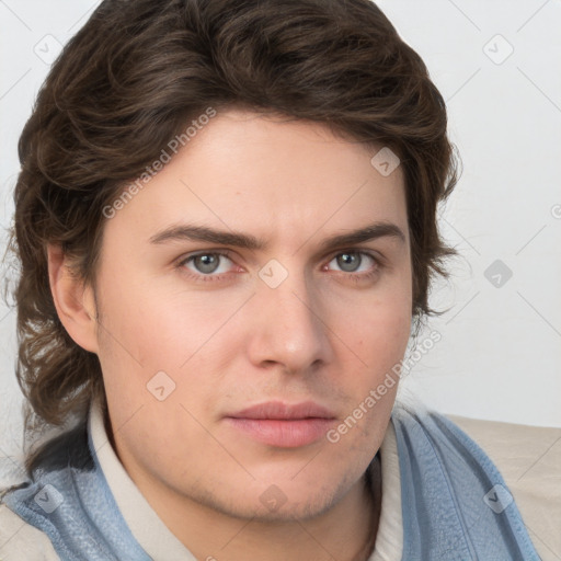 Neutral white young-adult male with medium  brown hair and brown eyes