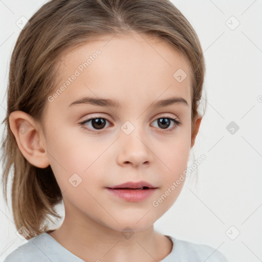 Neutral white child female with medium  brown hair and brown eyes