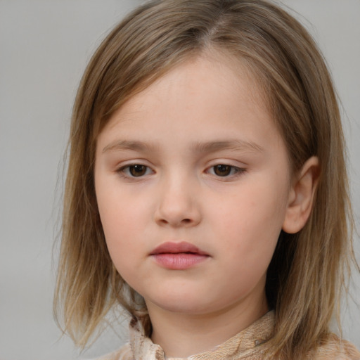 Neutral white child female with medium  brown hair and brown eyes