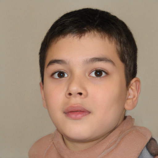 Neutral white child male with short  brown hair and brown eyes