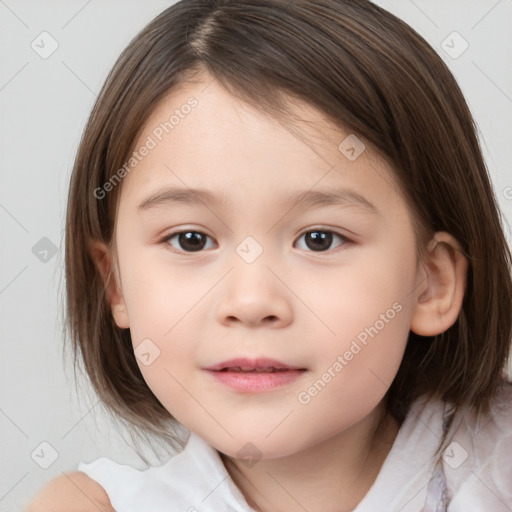 Neutral white child female with medium  brown hair and brown eyes