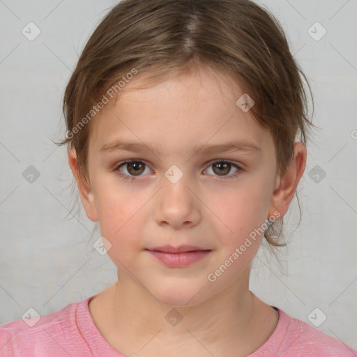 Neutral white child female with medium  brown hair and brown eyes