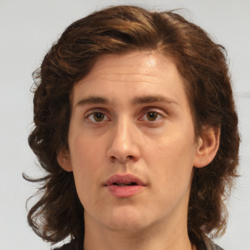 Neutral white young-adult male with medium  brown hair and brown eyes