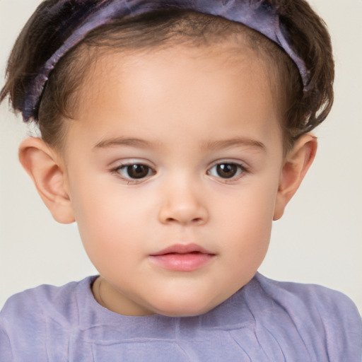 Neutral white child female with short  brown hair and brown eyes