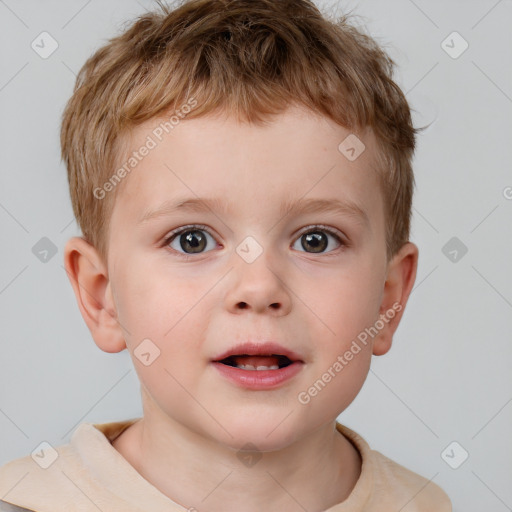 Neutral white child male with short  brown hair and brown eyes