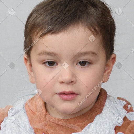 Neutral white child male with short  brown hair and brown eyes