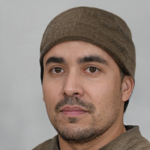 Neutral white young-adult male with short  black hair and brown eyes