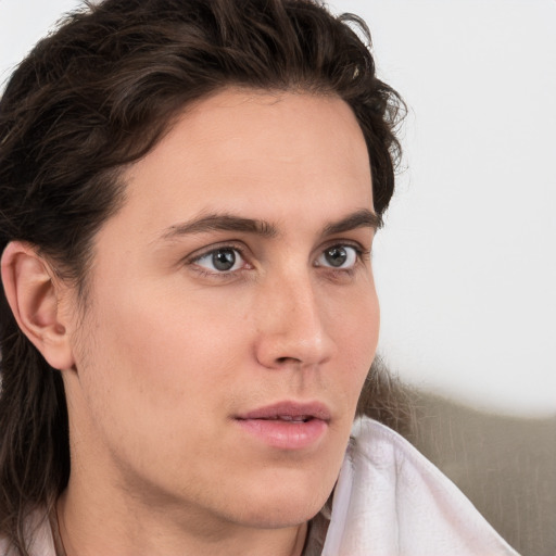 Neutral white young-adult male with medium  brown hair and brown eyes