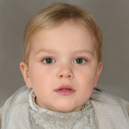 Neutral white child female with short  brown hair and blue eyes