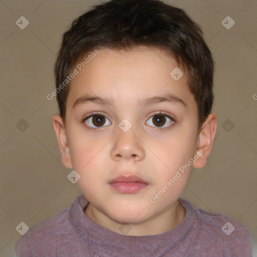 Neutral white child male with short  brown hair and brown eyes