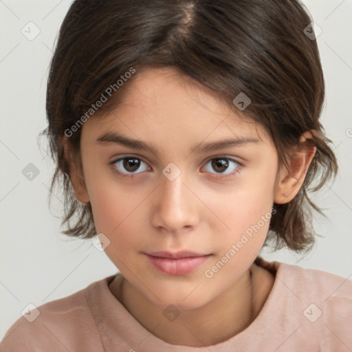 Neutral white child female with medium  brown hair and brown eyes