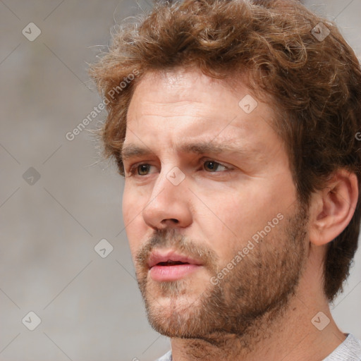 Neutral white adult male with short  brown hair and brown eyes