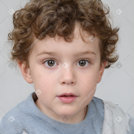 Neutral white child male with short  brown hair and brown eyes