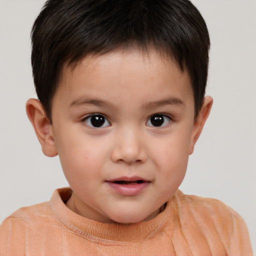 Neutral white child male with short  brown hair and brown eyes