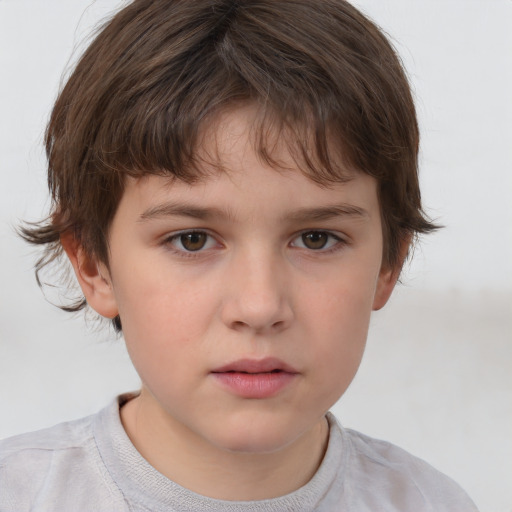 Neutral white child female with short  brown hair and brown eyes