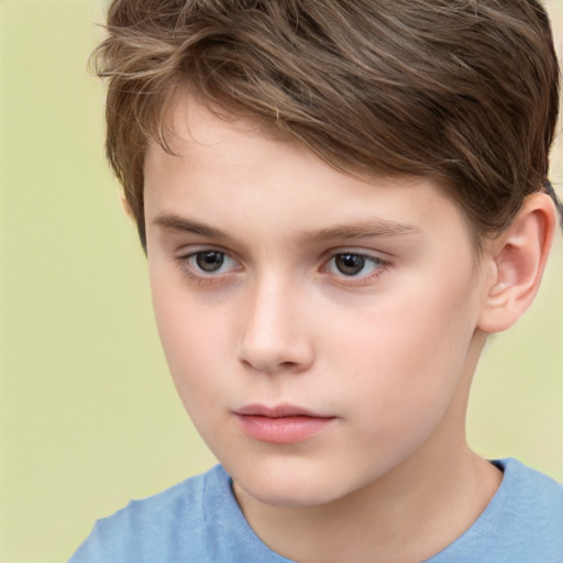 Neutral white child male with short  brown hair and brown eyes