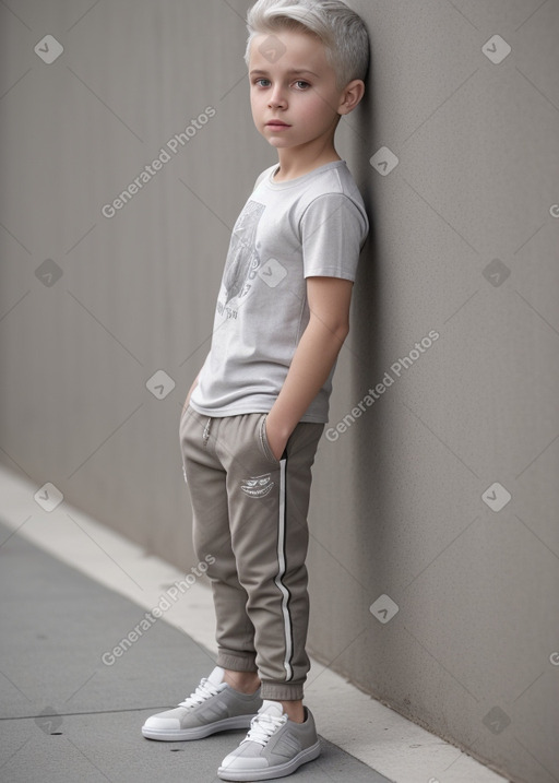 Caucasian child male with  gray hair